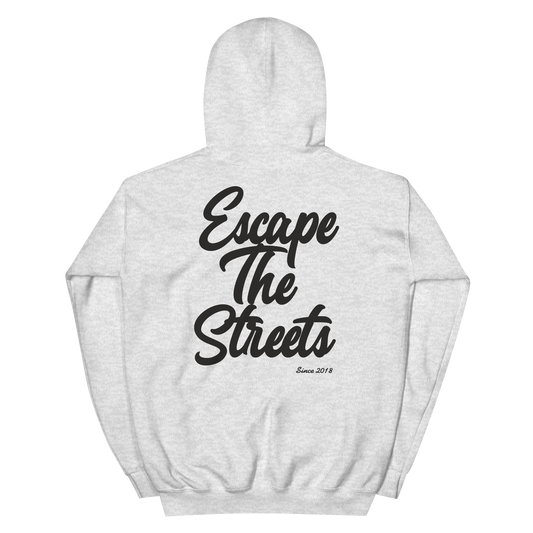 EscapeTheStreets Gray skyline streetwear hoodie